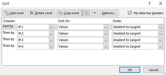 Servers - IP addresses sorting